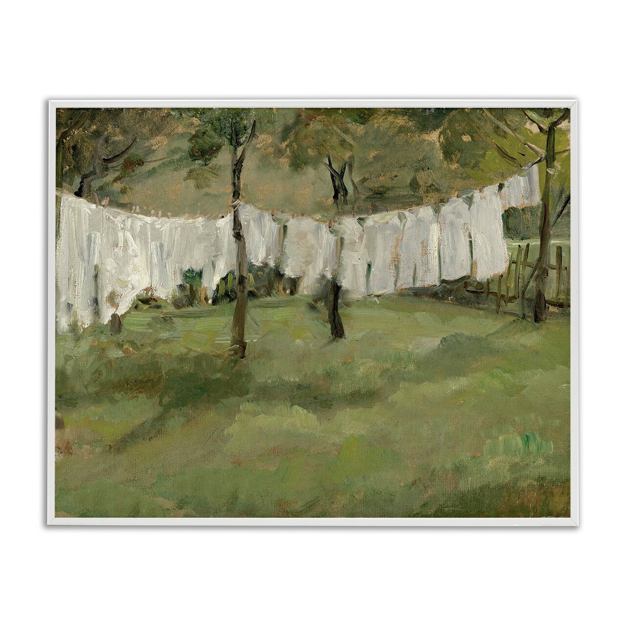Stupell Industries Soothing Yard Clothesline Scene Black Framed Giclee Art